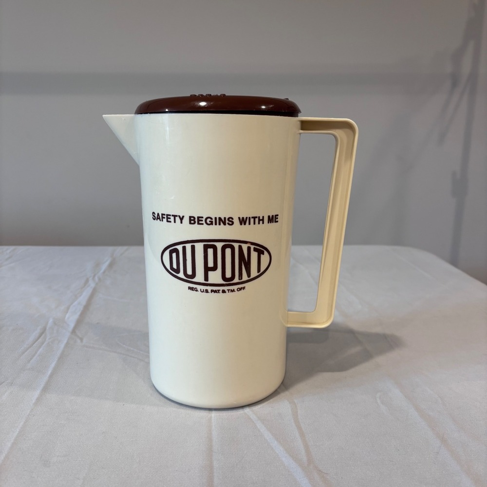 DuPont Pitcher Carafe Safety Begins With Me Brown Lid Vintage Water Jug